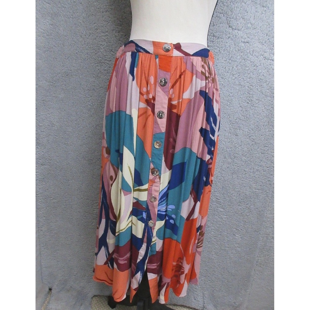 DR2 Daniel Rainn Floral Maxi Skirt Women S Multicolor Rayon Pullon Boho Abstract